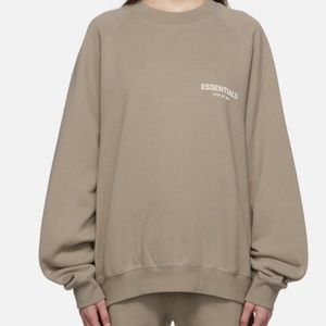Fear of God Essentials Taupe Fleece Crewneck, size Small, BRAND NEW NEVER WORN